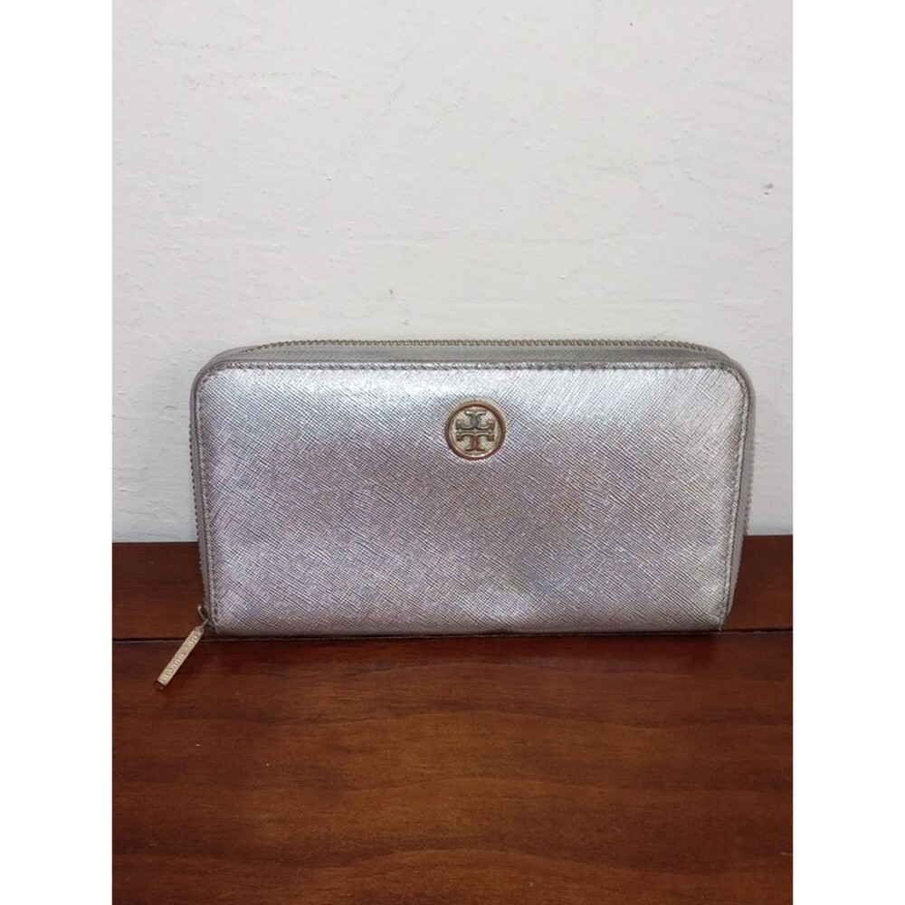 Tory Burch Metallic Champagne Gold Zip Continental Wallet